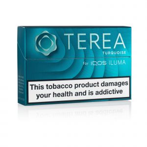 A closed pack of IQOS Terea Turquiose sticks